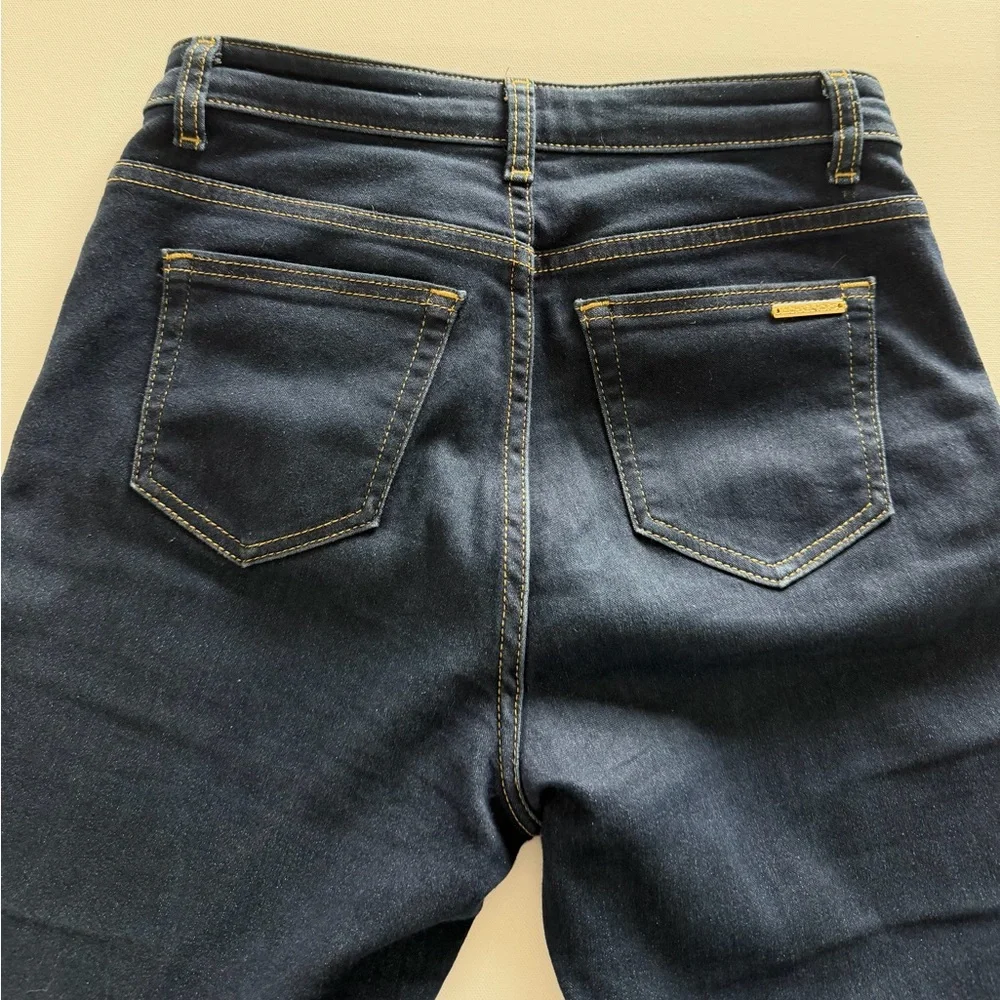 Michael Kors Dark Wash Straight Leg Jeans Mid Rise Stretch Denim size 4